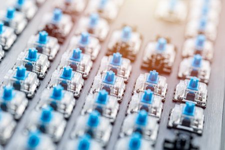 Mechanical key of computer PC keyboard mechanic under keycaps button for cleaning or change type of keyの写真素材