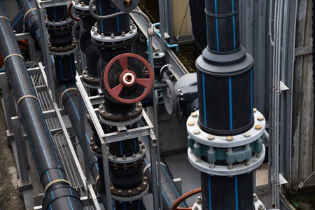 Industry HVAC system, Cooling tower, fan water Industry air conditioner system water valve pipe at...
