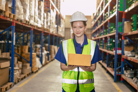 Young women warehouse worker working in warehouse cargo logistics shipping supply chain industry