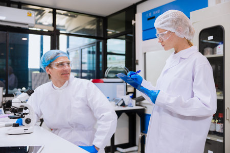 Scientist working in science lab. Medical lab people doctor. Pharma specialist medicine work...