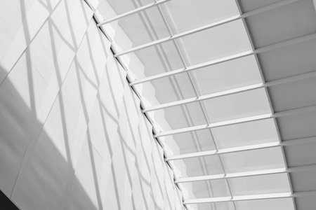 Interior of modern architecture design, light and shadow, black and white color for Contemporary art form pattern designの写真素材