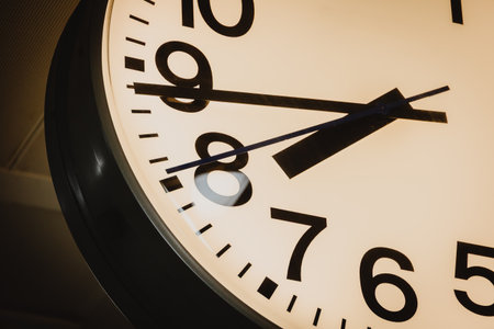 Vintage clock time watch at train station, Business times closeup morning day times conceptの写真素材