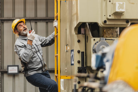 Senior Technician engineer expert male machine service work, professional work checking maintenance...