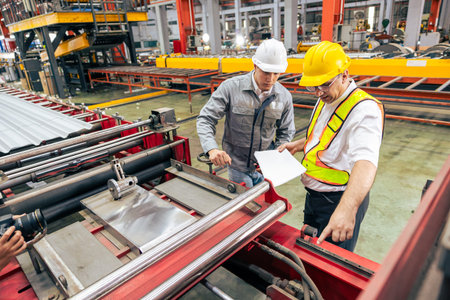 Professional senior engineer training, Two workers working, Technician supervisor man work with...