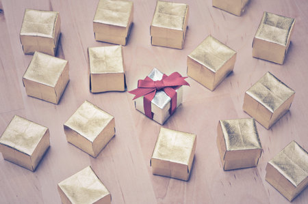 Gift box with red ribbon