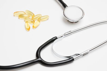 Medical concept: Stethoscope backgroundの写真素材