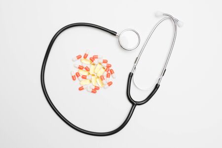 Medical concept: Stethoscope backgroundの写真素材