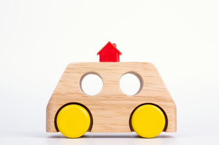 toy house on the white backgroundの写真素材