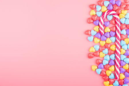 candy on pink background