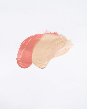 smear paint of cosmetic products on a white background close-up
