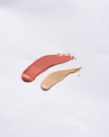 close up of  a lipstick stroke on white background with copy space