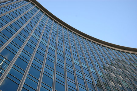 glass wall of a curvy building