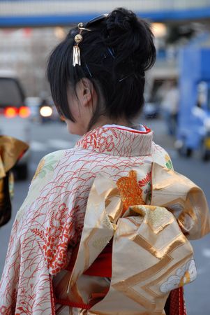young woman in kimonoの写真素材
