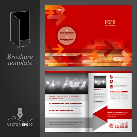 Vector red brochure template design with arrows  のイラスト素材
