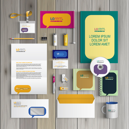 Color corporate identity template design with dialog clouds. Business stationeryのイラスト素材