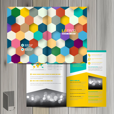 Color brochure template design with honeycomb. Cover layoutのイラスト素材