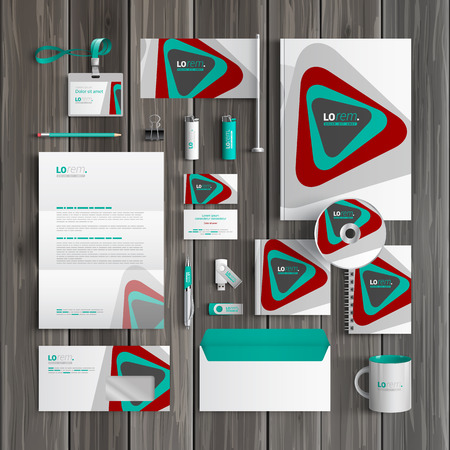 Gray corporate identity template design with color triangle elements. Business stationeryのイラスト素材