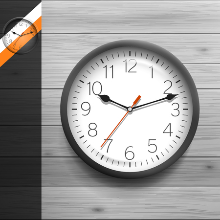 Template for advertising and corporate identity. Classic round clock. Blank mockup for design. Vector white objectのイラスト素材