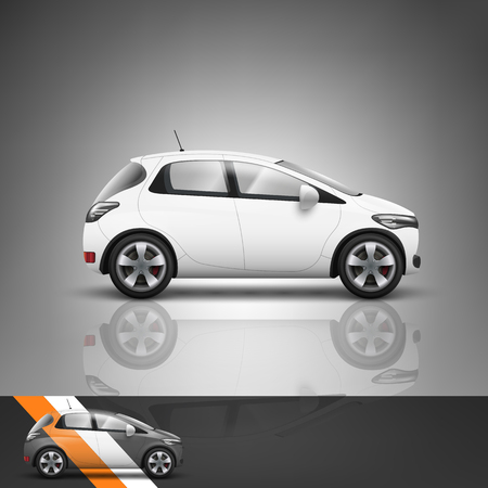Template for advertising and corporate identity. Transport. Passenger car. Blank mockup for design. Vector white objectのイラスト素材