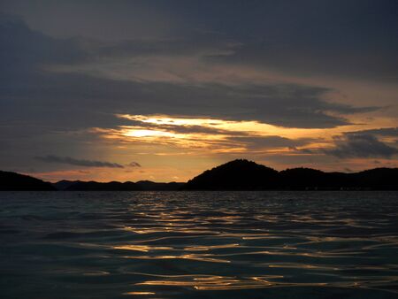 Sunset Philippines on boatの写真素材