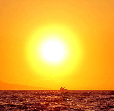          Sunset at Platanes-Crete Island                      の写真素材