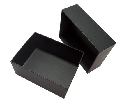 Open black paper box in white background