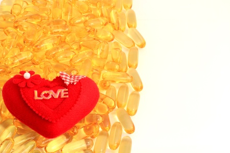 Cod liver oil and heartの写真素材