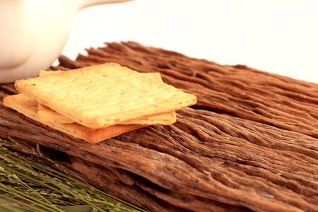 Crackers and teapot の写真素材
