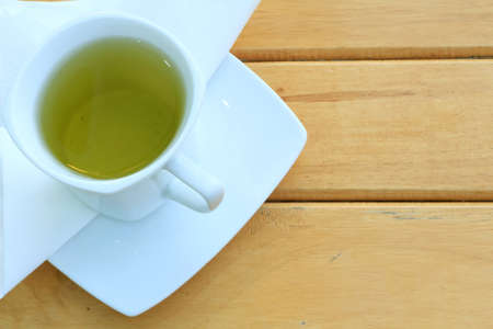 Green tea in the woodの写真素材