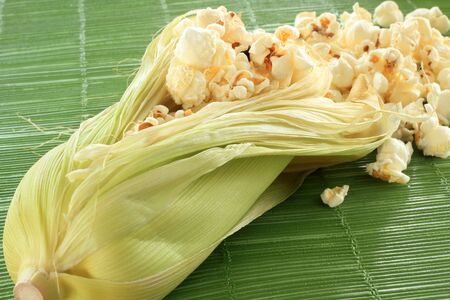 Pop corn in sweet cornの写真素材