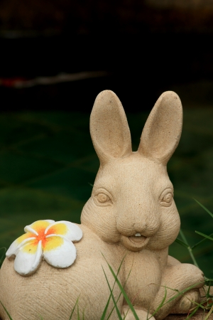 Bunny and flower の写真素材