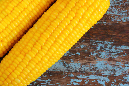 Sweet corn on wood
