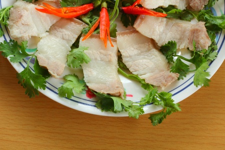 Streaky pork and corianderの写真素材