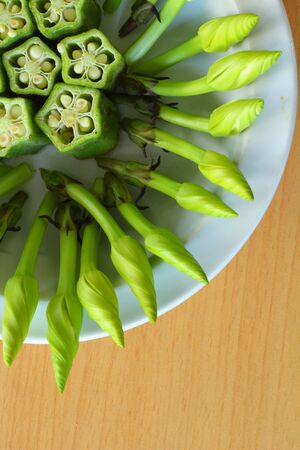 Okra and Moonflowerの写真素材