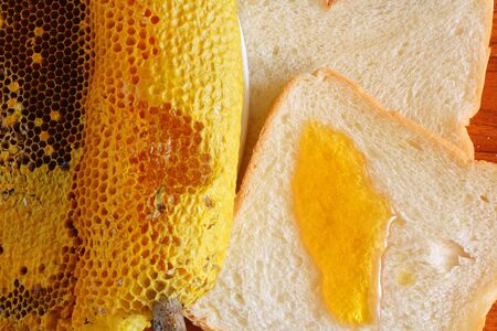 Honey and breadの写真素材