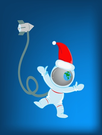 Astronaut in christmas dayのイラスト素材
