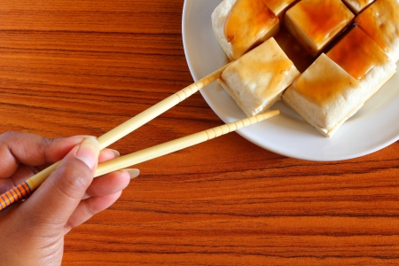 Tofu and sauceの写真素材