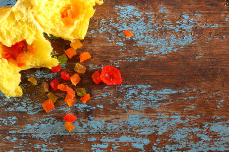 Bread and dried fruit の写真素材