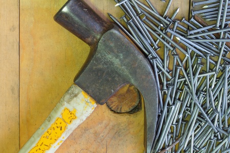 Hammer and nailの写真素材