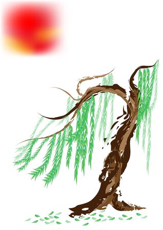 Pine tree and sunのイラスト素材