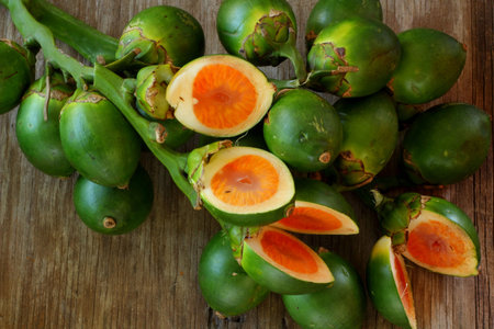 Betel palm on wood 