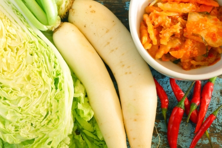 Kimchi - cabbage chili radish の写真素材
