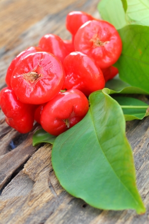 Rose apple on the woodの写真素材