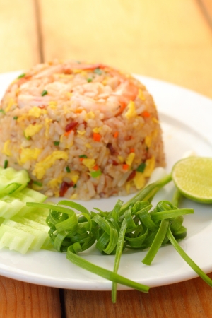 Fried rice with shrimpの写真素材