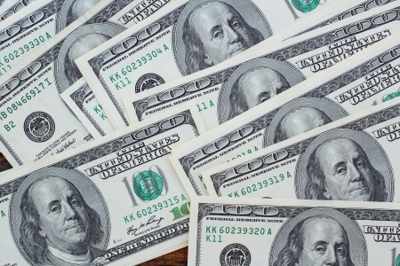 Many dollars banknotes - USD paper currencyの写真素材