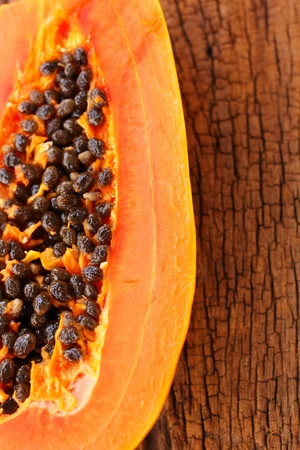 Papaya with seeds ripeの写真素材