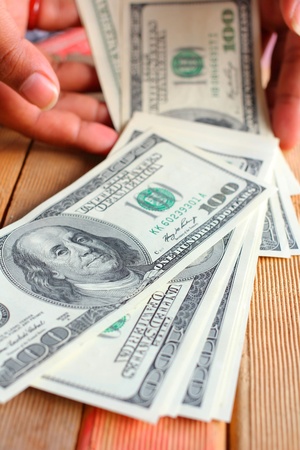 Many dollars banknotes - USD paper currencyの写真素材