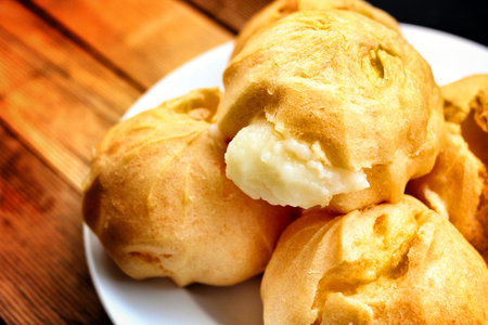 Close up of cream Puffs