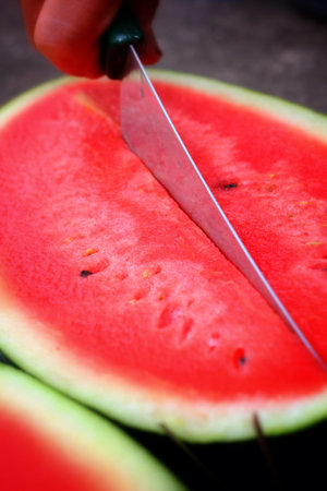 Watermelon on the gray backgroundの写真素材