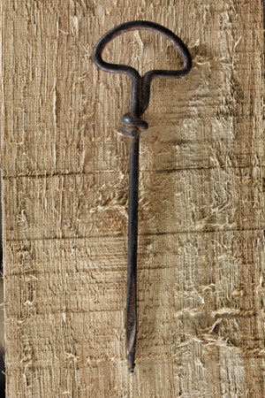 Vintage wooden hand drillの写真素材